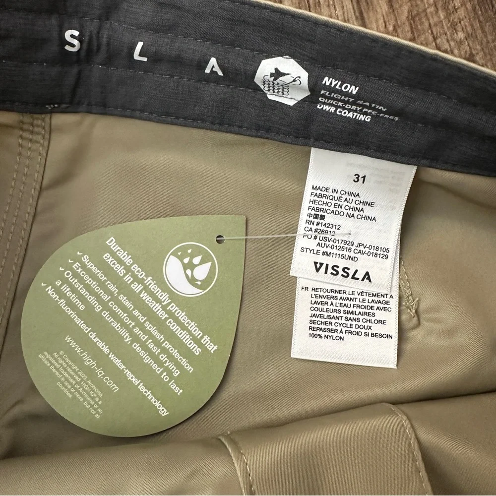 Vissla Nylon Shorts Men’s Size 31 Khaki